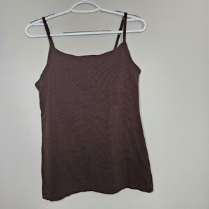 Oscar De La Renta Brown Fitted Spaghetti Strap Cami Lined Bralette